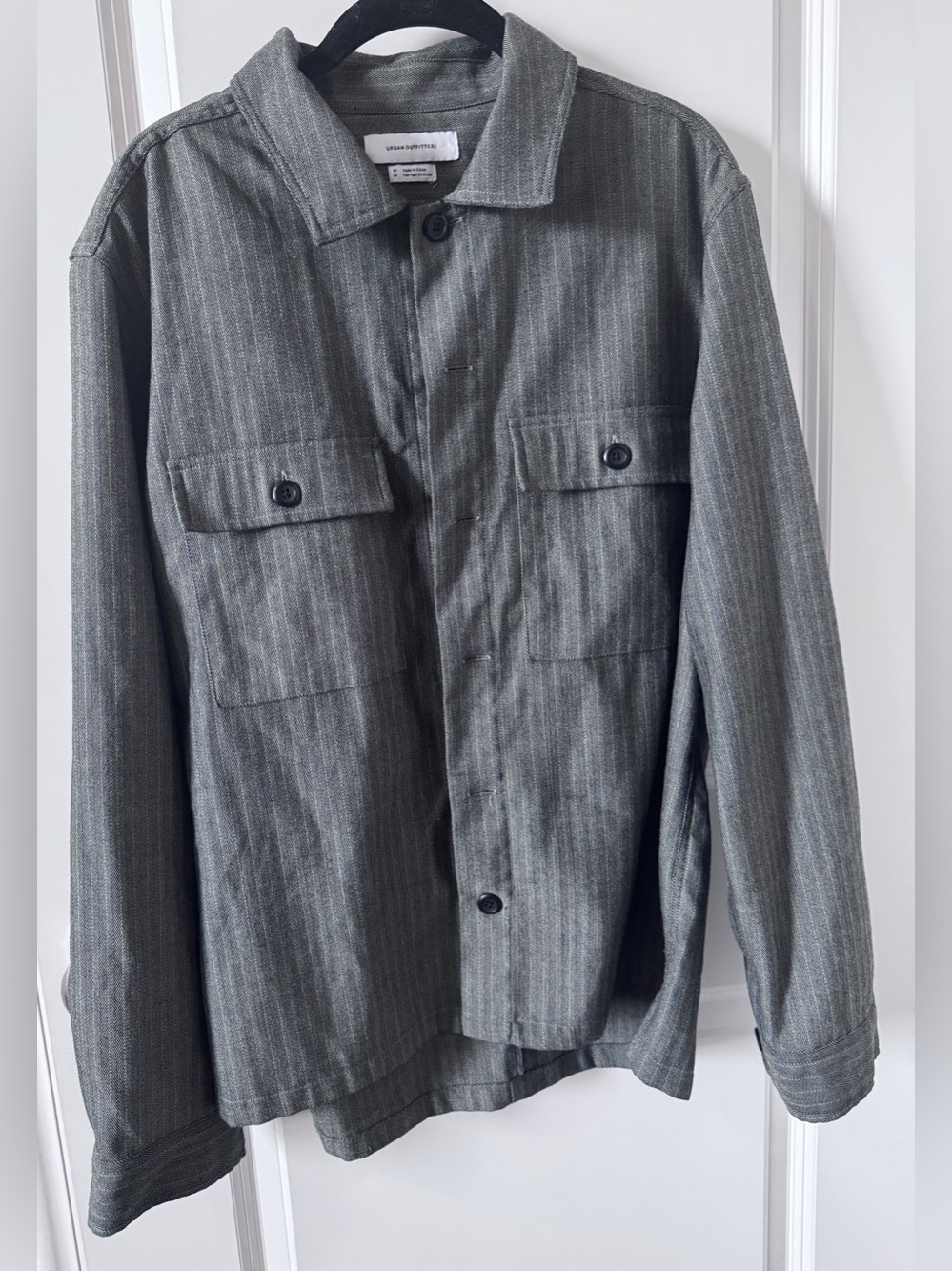 Urban Outfitters Gray Pinstripe Shirt Jacket-Medium